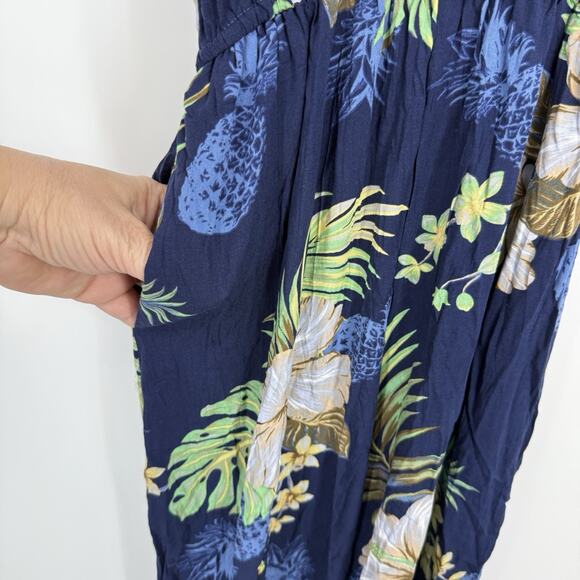 Hawaii Hangover Spaghetti Strap Jumpsuit Size Medium Blue Floral Rayon NEW - Picture 11 of 14